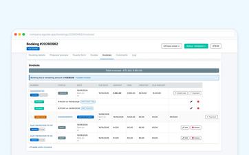A booking accompanied by an original invoice and a separate document detailing a subsequent price change.