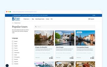 A website button for a private tour that opens the corresponding Eguide booking page directly.