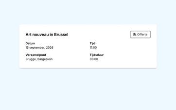 Customer proposal showing the tour's title, date, time, meeting point, duration, and a "Export to PDF" button