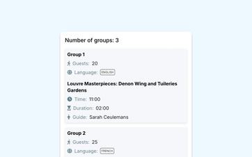One booking for multiple participants, divided into different groups, each with its own language and guide.