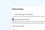 Eguide settings for a guided tour, including options for online booking, online payment, and the latest booking time.