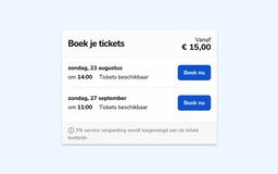 Eguide booking widget showing available dates and times, ticket prices, and buttons for instant booking.